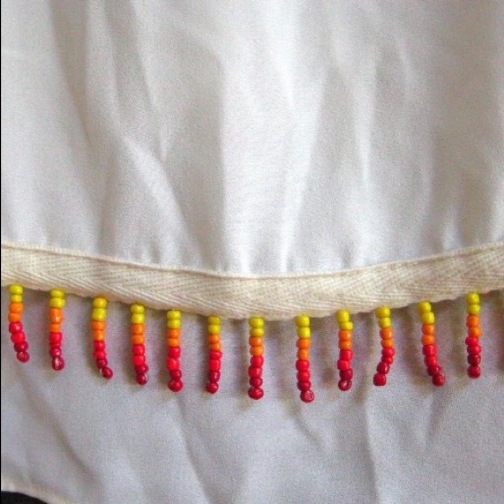 NEW CATHERINE MALANDRINO WHITE SWING TANK TOP RED ORANGE BEADS SOUTHWEST S NWT - Picture 3 of 6